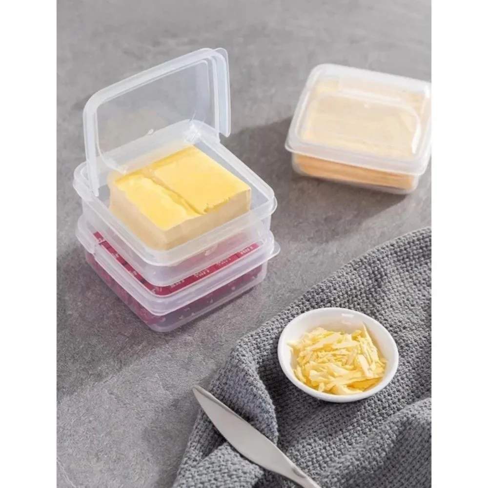 Clear Organizer Food Storage Box Plastic Refrigerator Cheese Box 1 PCS Makeup CP